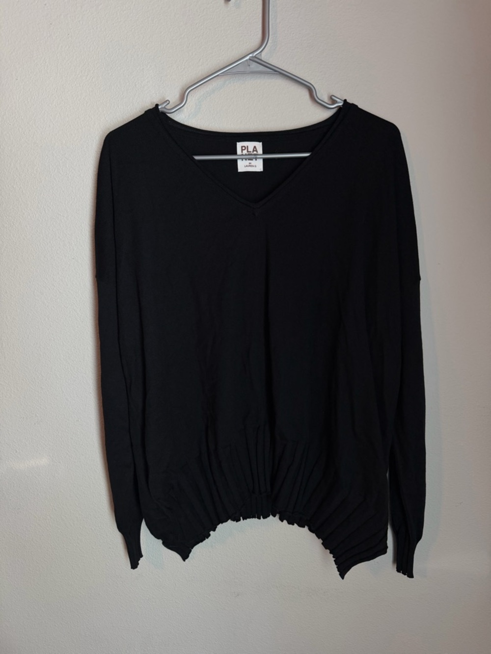 Women’s Planet By Lauren G Sweater Pima Cotton Cropped V Neck Sweater One Size